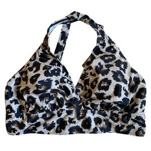 NWT Animal Print Padded Criss Cross Back Bikini Top with Adjustable Straps 18W